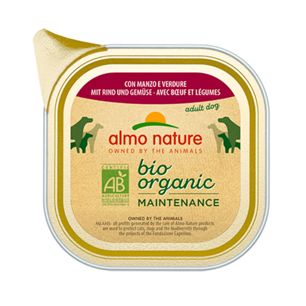  32x Almo Nature Bio Organic Maintenance Hondenvoer Rund En Groenten