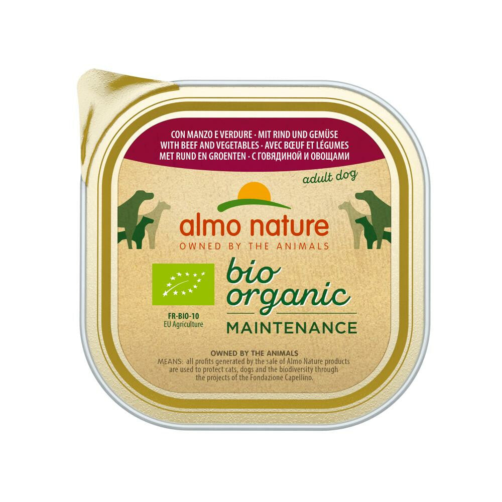  9x Almo Nature Bio Organic Maintenance Hondenvoer Rund En Groenten