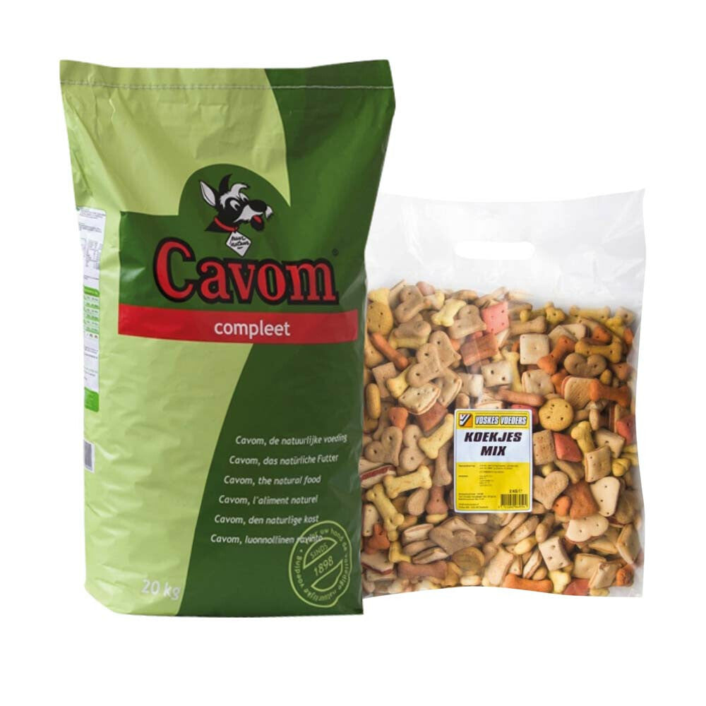  Cavom Hondenvoer Met Voskes Koekjes Pakket