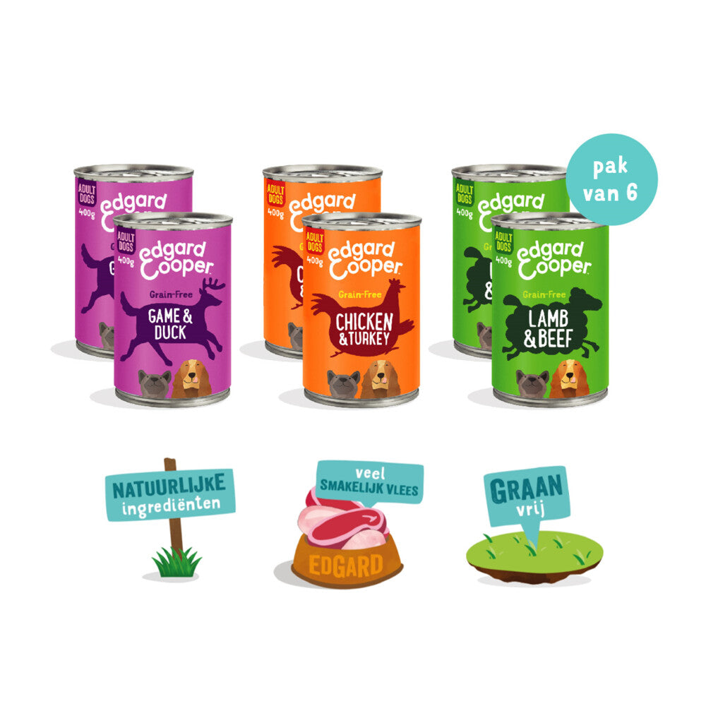  Edgard & Cooper Hondenvoer Multipack Kip - Wild - Lam