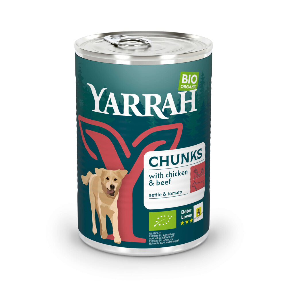  12x Yarrah Bio Hondenvoer Chunks Rund