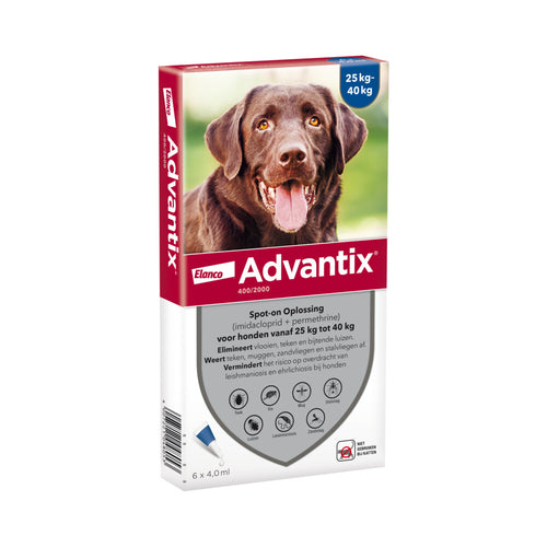  Advantix Spot On 400 Anti Vlooien En Teken Druppels Hond 25 - 40 Kg