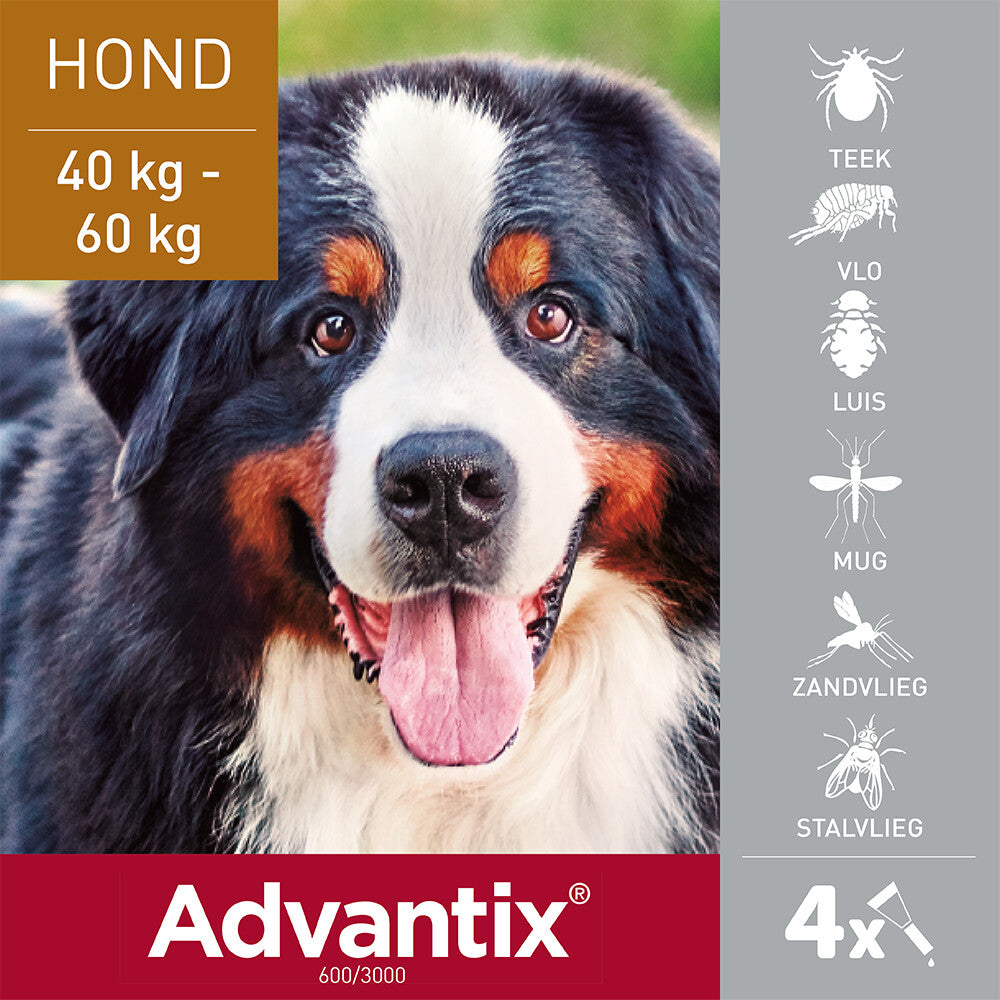  Advantix Spot On 600 Anti Vlooien En Teken Druppels 40 - 60 Kg