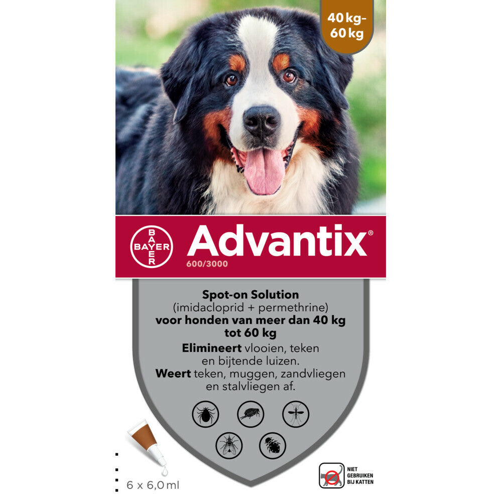  Advantix Spot On 600 Anti Vlooien En Teken Druppels Hond 40 - 60 Kg