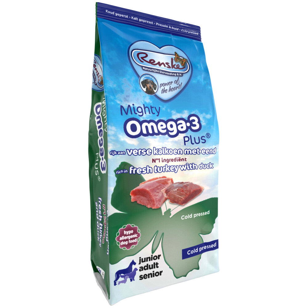  Renske Mighty Omega Plus Geperst Hondenvoer Kalkoen - Eend